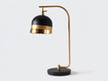Lampe de bureau 28×20×55 cm - métal noir et laiton brossé - abat-jour coupole pour chambre à coucher