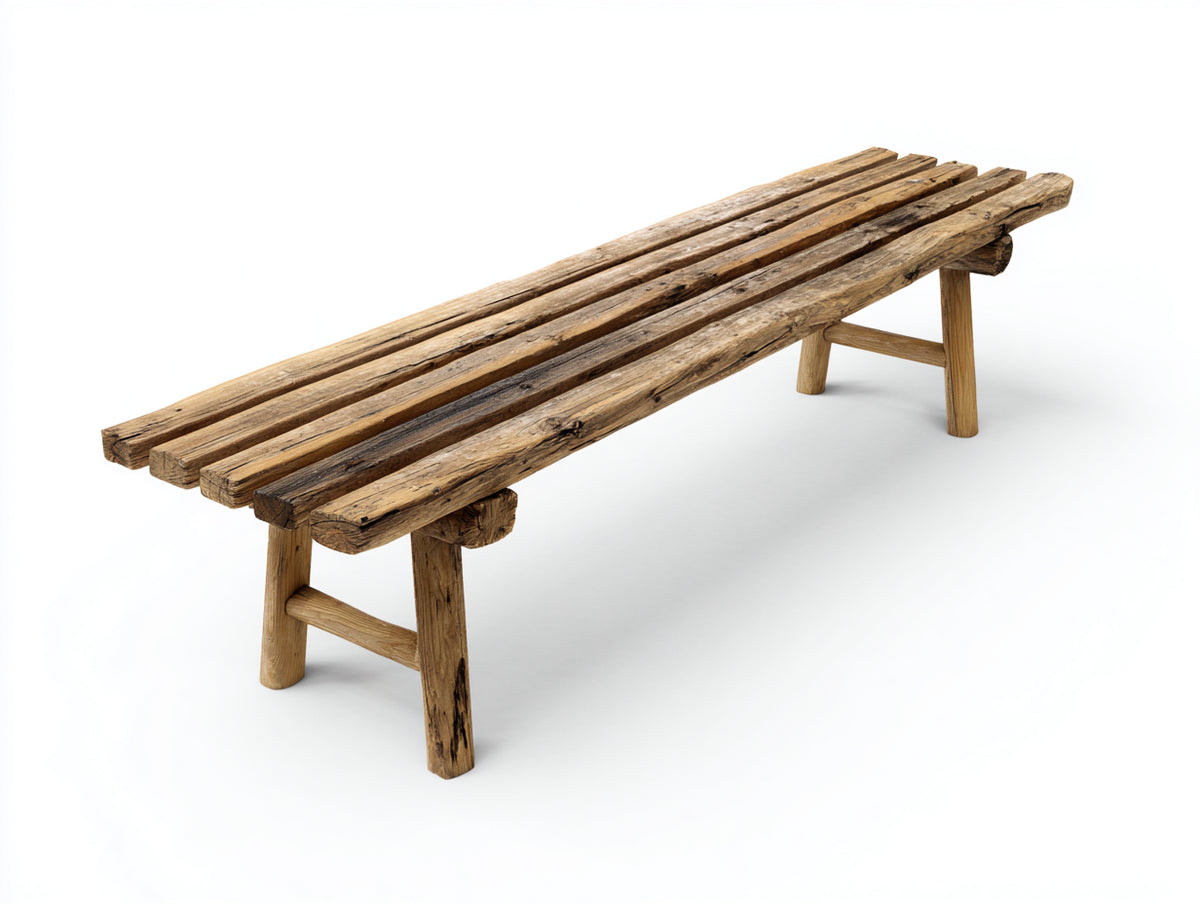 Banc en bois recyclé 200×42×46 cm – brun vieilli – design authentique pour salle à manger
