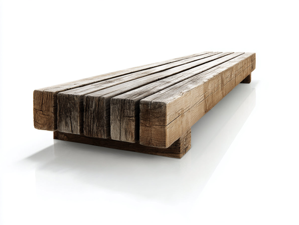 Banc 140×38×42 cm - bois massif naturel - assise à lattes style rustique pour salle à manger