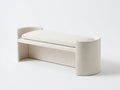 Banc 160×50×62 cm - tissu beige crème - assise rembourrée et côtés courbés pour salle à manger