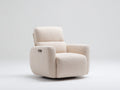Fauteuil relax électrique 90×98×105 cm - tissu bouclé beige clair - commande latérale et repose-pieds pour salon