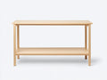 Console 130×40×85 cm - bois naturel avec double plateau ouvert - meuble contemporain pour chambre
