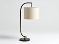 Lampe de bureau 42×25×78 cm - métal noir et doré avec abat-jour tissu beige - style contemporain pour chambre