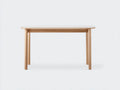 Console 120×36×80 cm - bois naturel et verre blanc arrondi - meuble d'appoint contemporain pour chambre