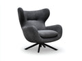 Fauteuil 82×78×92 cm - tissu bouclé gris foncé et base métal noire - assise enveloppante moderne pour salon