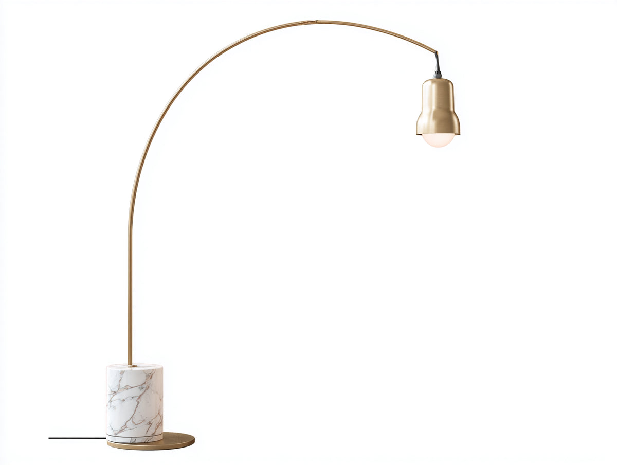 Lampe de bureau 150×38×175 cm - métal doré marbre blanc - design courbé minimaliste pour chambre à coucher