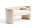 Banc 130×42×45 cm - tissu bouclé blanc cassé et structure arrondie - design contemporain pour salle à manger