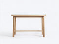 Console 115×40×78 cm - chêne naturel et verre blanc - plateau arrondi contemporain pour chambre à coucher