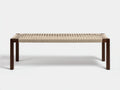 Banc 190×42×45 cm - bois brun et assise corde tressée beige - design contemporain salle à manger