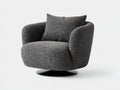 Fauteuil 90×85×88 cm - tissu bouclé anthracite et pied métal noir - style cocon contemporain pour salon