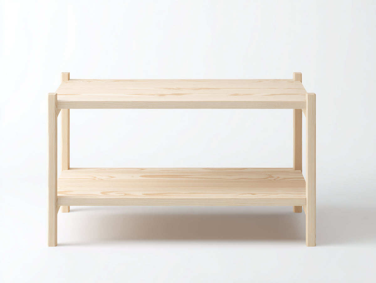 Console 120×38×82 cm - bois clair naturel - étagère ouverte design minimaliste pour chambre à coucher