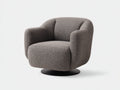 Fauteuil pivotant 85×82×78 cm - tissu bouclé gris foncé et base noire - assise arrondie pour salon