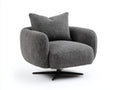 Fauteuil pivotant 95×92×88 cm - tissu bouclé anthracite et pied étoile noir - assise large pour salon