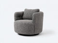 Fauteuil rotatif 88×84×80 cm - tissu bouclé gris et socle noir - design enveloppant pour salon